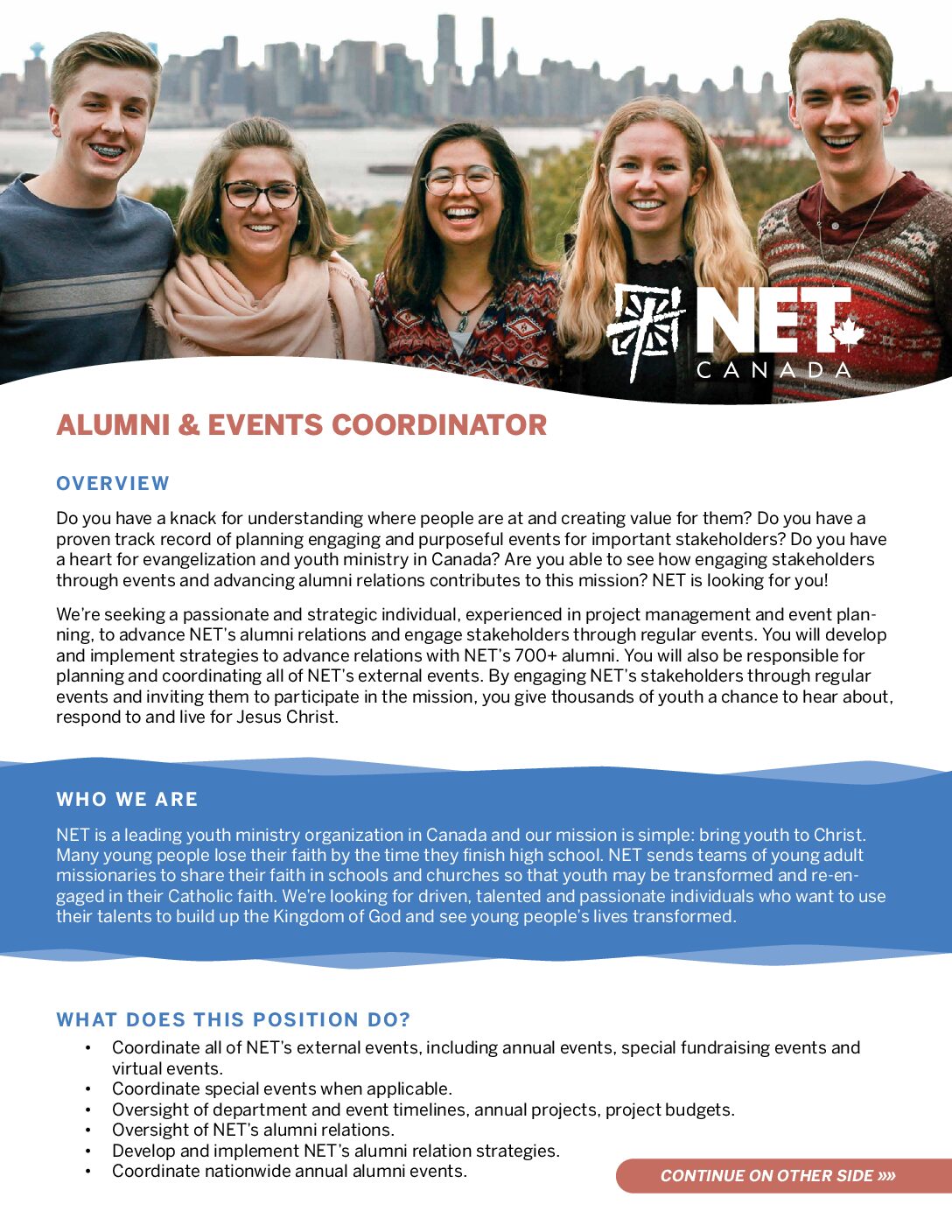 2022 Alumni & Events Coordinator Job Description (Web) - Net Canada